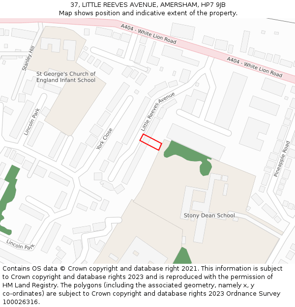 37, LITTLE REEVES AVENUE, AMERSHAM, HP7 9JB: Location map and indicative extent of plot