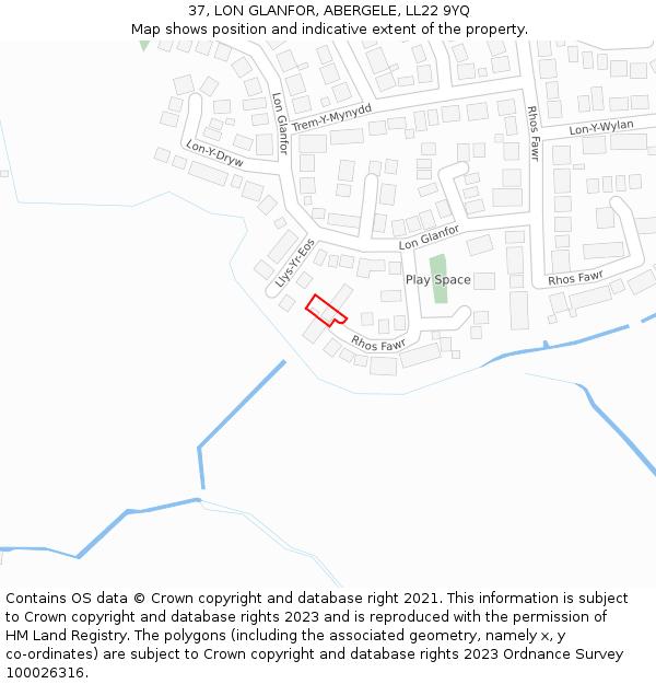 37, LON GLANFOR, ABERGELE, LL22 9YQ: Location map and indicative extent of plot