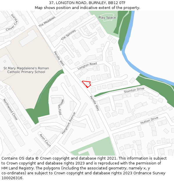 37, LONGTON ROAD, BURNLEY, BB12 0TF: Location map and indicative extent of plot