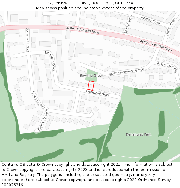 37, LYNNWOOD DRIVE, ROCHDALE, OL11 5YX: Location map and indicative extent of plot