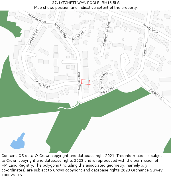 37, LYTCHETT WAY, POOLE, BH16 5LS: Location map and indicative extent of plot