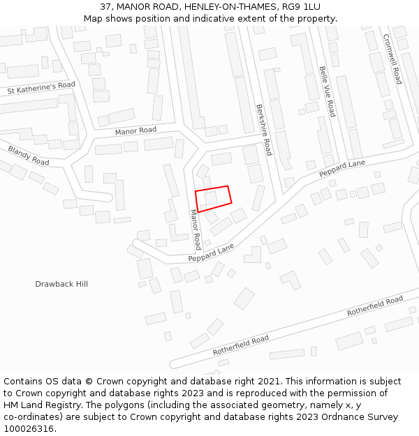 37, MANOR ROAD, HENLEY-ON-THAMES, RG9 1LU: Location map and indicative extent of plot