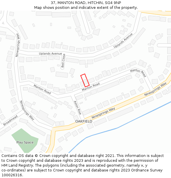 37, MANTON ROAD, HITCHIN, SG4 9NP: Location map and indicative extent of plot