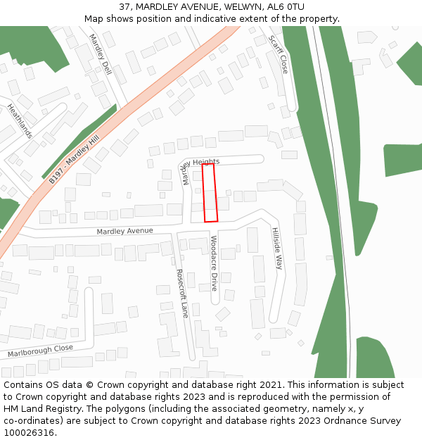 37, MARDLEY AVENUE, WELWYN, AL6 0TU: Location map and indicative extent of plot