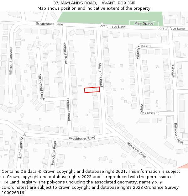 37, MAYLANDS ROAD, HAVANT, PO9 3NR: Location map and indicative extent of plot