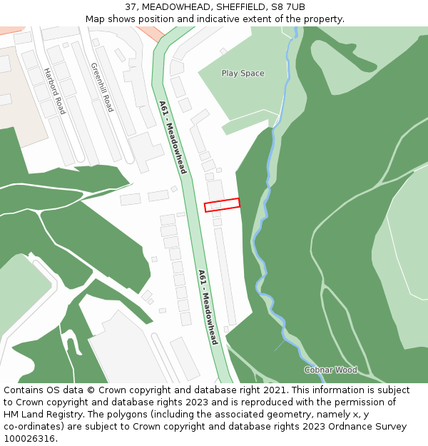 37, MEADOWHEAD, SHEFFIELD, S8 7UB: Location map and indicative extent of plot