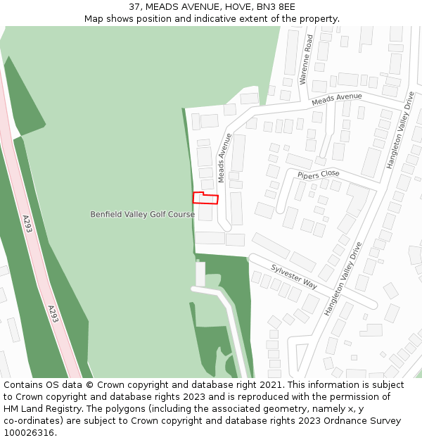 37, MEADS AVENUE, HOVE, BN3 8EE: Location map and indicative extent of plot