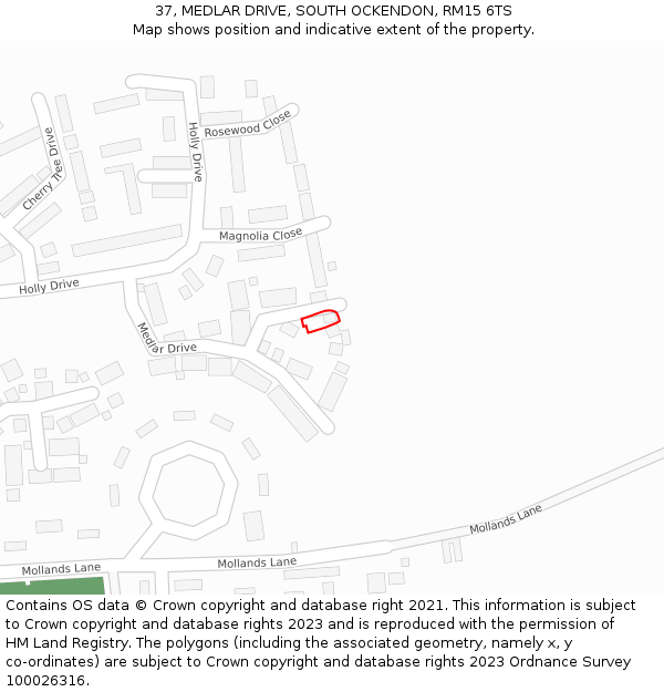 37, MEDLAR DRIVE, SOUTH OCKENDON, RM15 6TS: Location map and indicative extent of plot