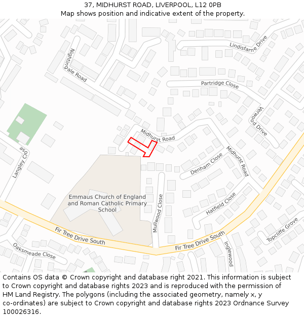 37, MIDHURST ROAD, LIVERPOOL, L12 0PB: Location map and indicative extent of plot