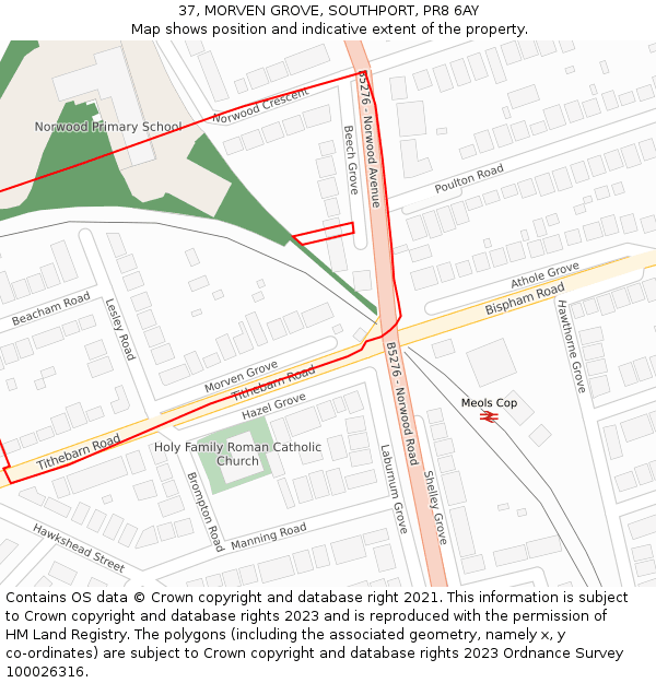 37, MORVEN GROVE, SOUTHPORT, PR8 6AY: Location map and indicative extent of plot