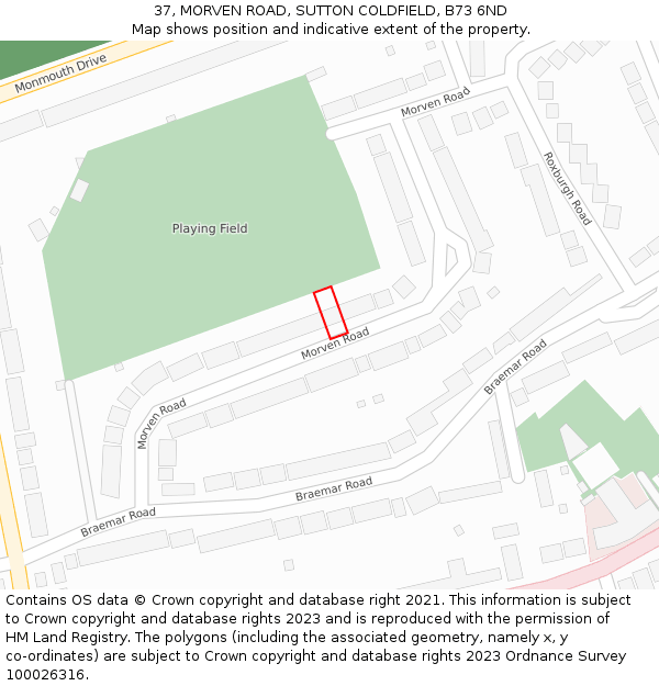 37, MORVEN ROAD, SUTTON COLDFIELD, B73 6ND: Location map and indicative extent of plot