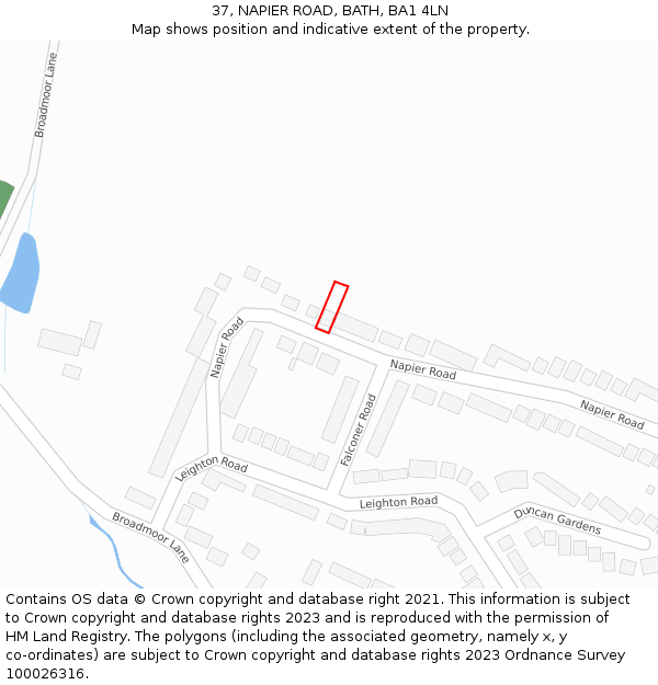 37, NAPIER ROAD, BATH, BA1 4LN: Location map and indicative extent of plot