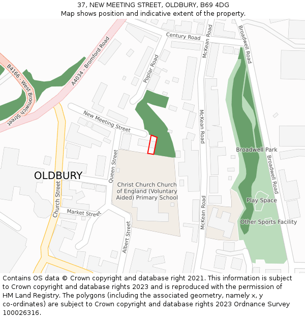 37, NEW MEETING STREET, OLDBURY, B69 4DG: Location map and indicative extent of plot
