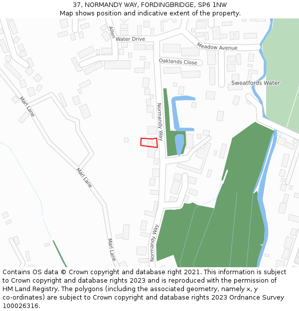 37, NORMANDY WAY, FORDINGBRIDGE, SP6 1NW: Location map and indicative extent of plot