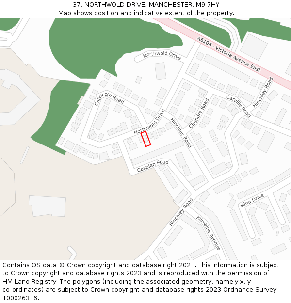 37, NORTHWOLD DRIVE, MANCHESTER, M9 7HY: Location map and indicative extent of plot
