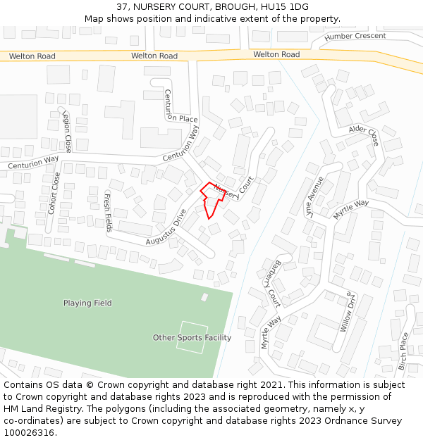 37, NURSERY COURT, BROUGH, HU15 1DG: Location map and indicative extent of plot