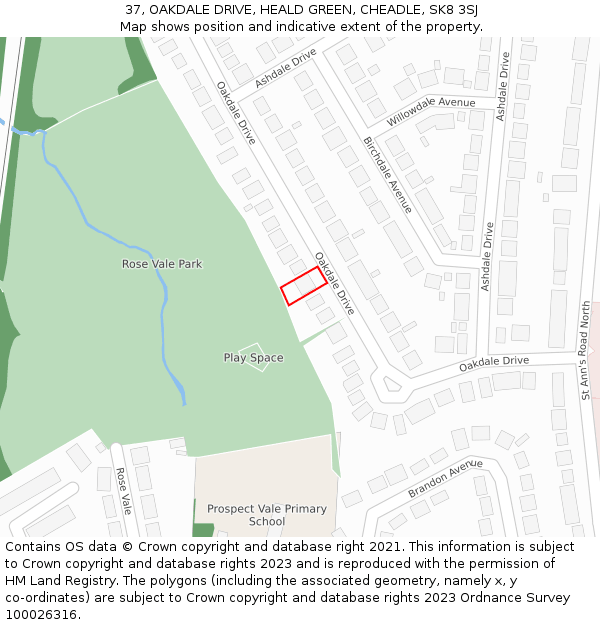 37, OAKDALE DRIVE, HEALD GREEN, CHEADLE, SK8 3SJ: Location map and indicative extent of plot