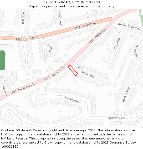 37, OFFLEY ROAD, HITCHIN, SG5 2BB: Location map and indicative extent of plot