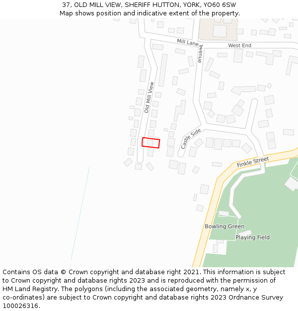 37, OLD MILL VIEW, SHERIFF HUTTON, YORK, YO60 6SW: Location map and indicative extent of plot