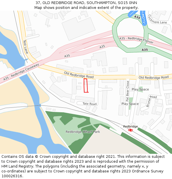 37, OLD REDBRIDGE ROAD, SOUTHAMPTON, SO15 0NN: Location map and indicative extent of plot