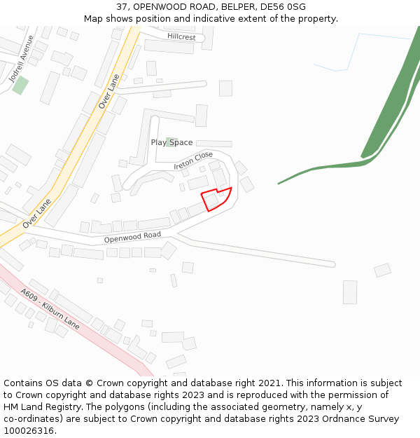 37, OPENWOOD ROAD, BELPER, DE56 0SG: Location map and indicative extent of plot