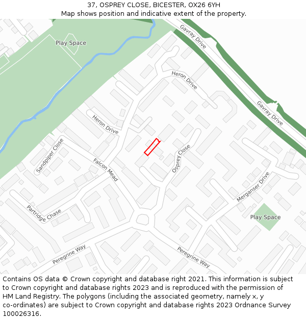 37, OSPREY CLOSE, BICESTER, OX26 6YH: Location map and indicative extent of plot