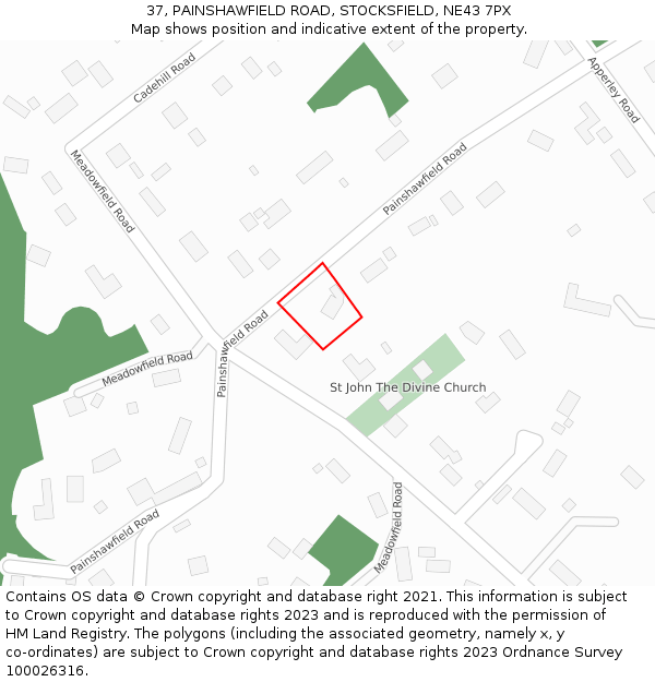37, PAINSHAWFIELD ROAD, STOCKSFIELD, NE43 7PX: Location map and indicative extent of plot
