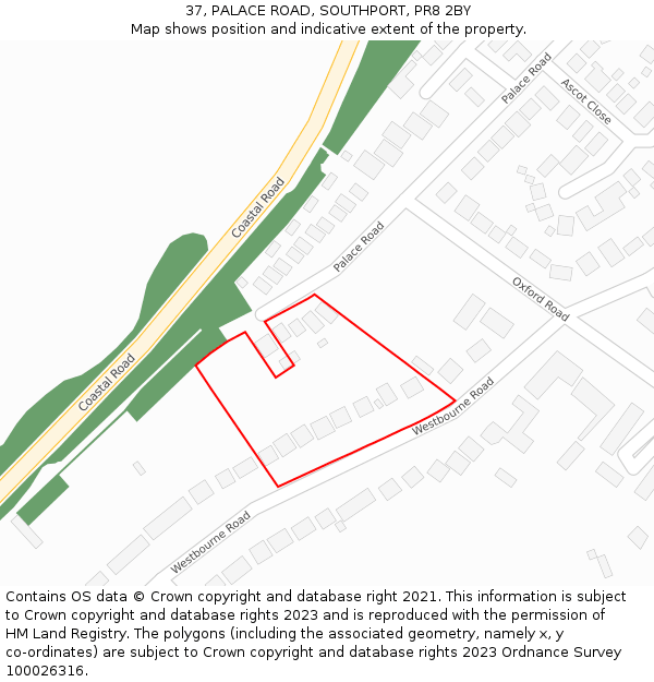 37, PALACE ROAD, SOUTHPORT, PR8 2BY: Location map and indicative extent of plot