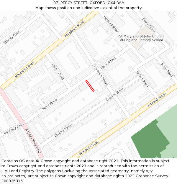 37, PERCY STREET, OXFORD, OX4 3AA: Location map and indicative extent of plot