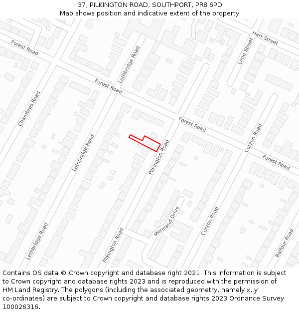 37, PILKINGTON ROAD, SOUTHPORT, PR8 6PD: Location map and indicative extent of plot