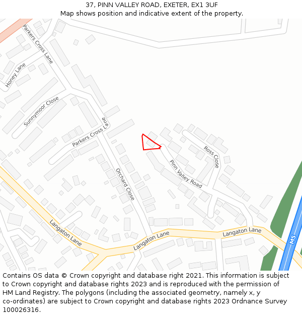 37, PINN VALLEY ROAD, EXETER, EX1 3UF: Location map and indicative extent of plot