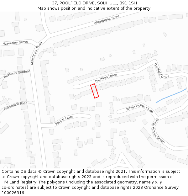 37, POOLFIELD DRIVE, SOLIHULL, B91 1SH: Location map and indicative extent of plot