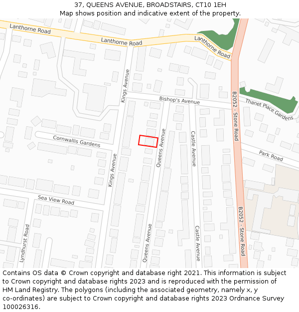 37, QUEENS AVENUE, BROADSTAIRS, CT10 1EH: Location map and indicative extent of plot