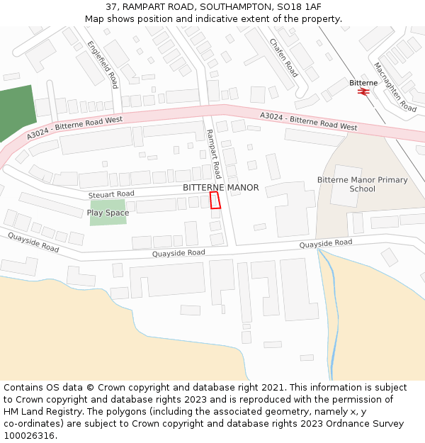 37, RAMPART ROAD, SOUTHAMPTON, SO18 1AF: Location map and indicative extent of plot