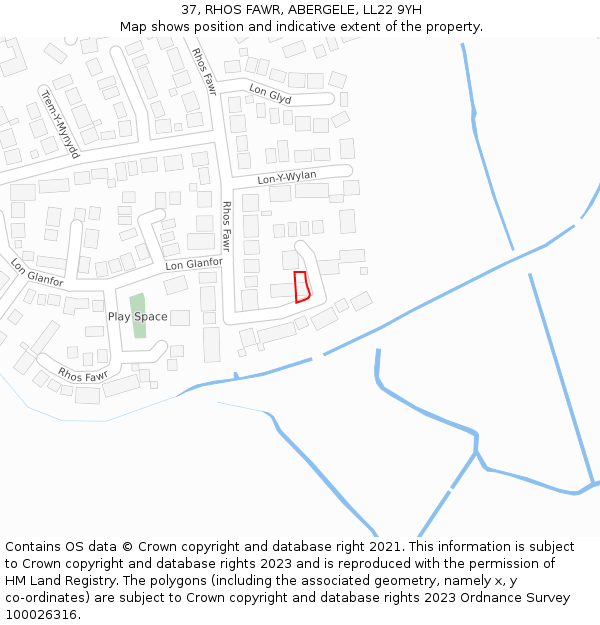 37, RHOS FAWR, ABERGELE, LL22 9YH: Location map and indicative extent of plot