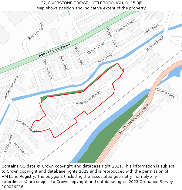 37, RIVERSTONE BRIDGE, LITTLEBOROUGH, OL15 8JF: Location map and indicative extent of plot