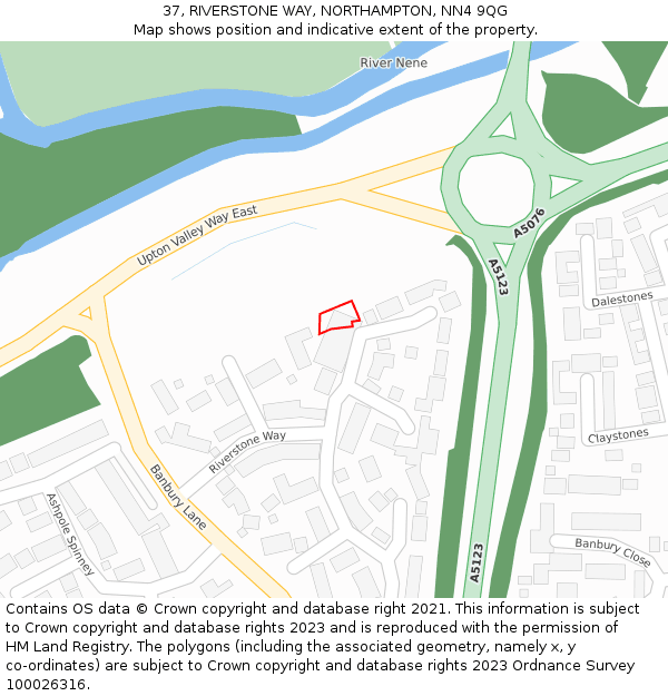 37, RIVERSTONE WAY, NORTHAMPTON, NN4 9QG: Location map and indicative extent of plot