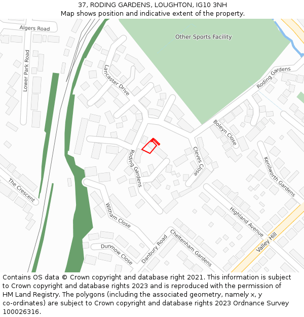 37, RODING GARDENS, LOUGHTON, IG10 3NH: Location map and indicative extent of plot