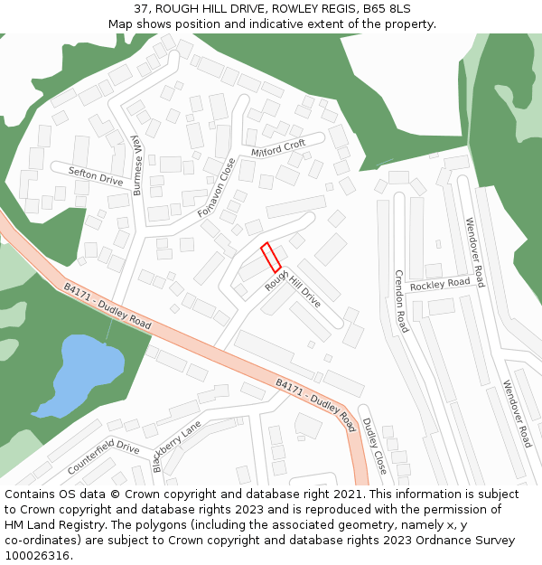 37, ROUGH HILL DRIVE, ROWLEY REGIS, B65 8LS: Location map and indicative extent of plot