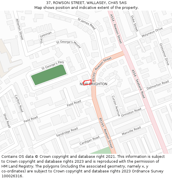 37, ROWSON STREET, WALLASEY, CH45 5AS: Location map and indicative extent of plot