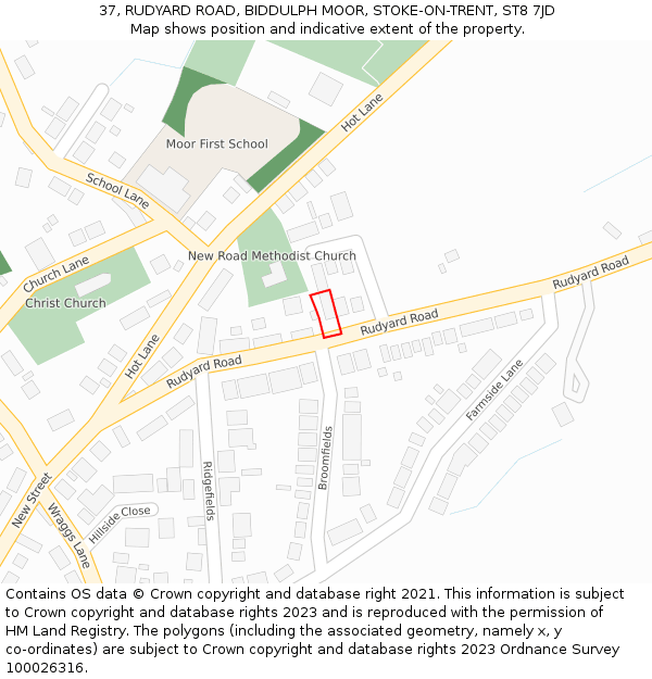 37, RUDYARD ROAD, BIDDULPH MOOR, STOKE-ON-TRENT, ST8 7JD: Location map and indicative extent of plot