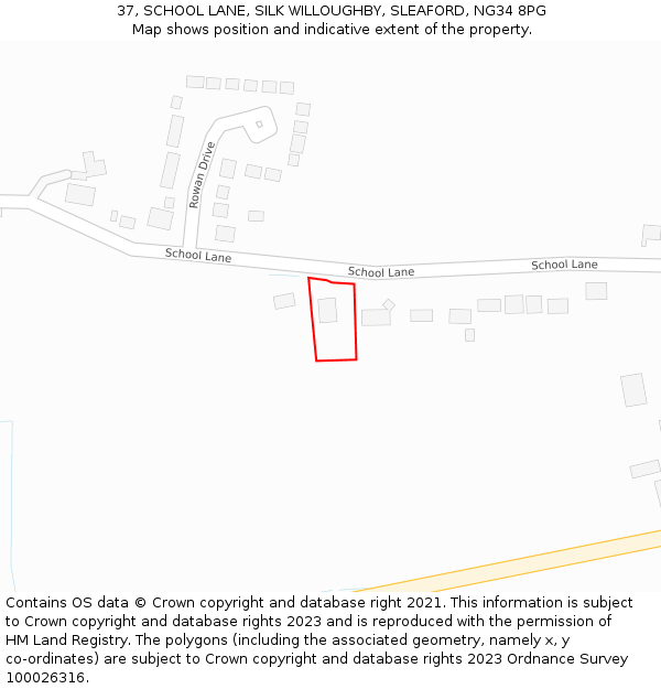 37, SCHOOL LANE, SILK WILLOUGHBY, SLEAFORD, NG34 8PG: Location map and indicative extent of plot