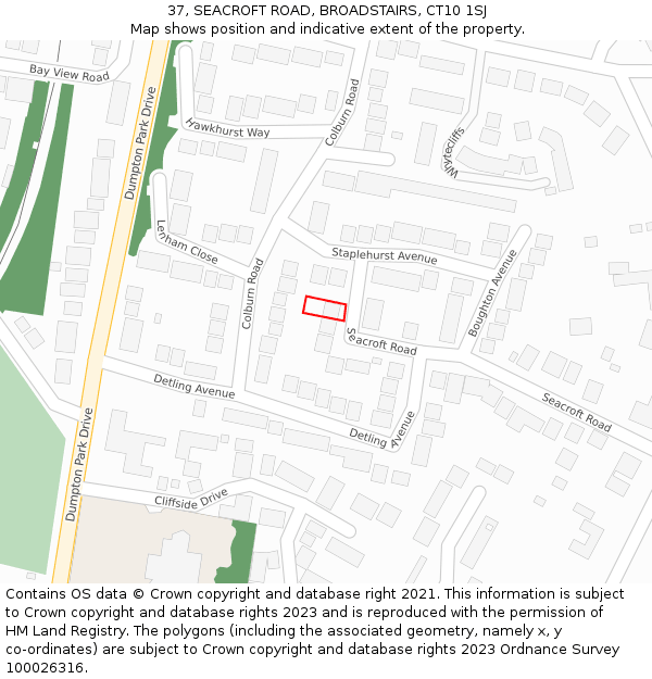 37, SEACROFT ROAD, BROADSTAIRS, CT10 1SJ: Location map and indicative extent of plot