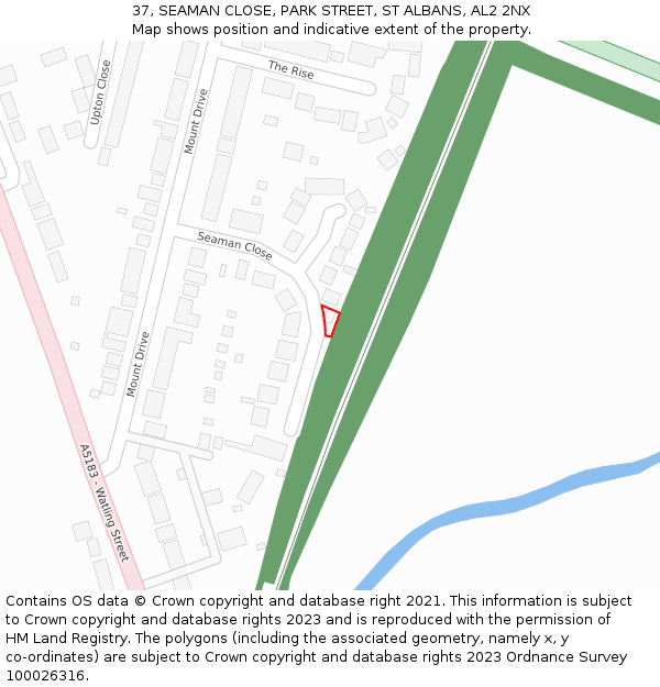 37, SEAMAN CLOSE, PARK STREET, ST ALBANS, AL2 2NX: Location map and indicative extent of plot