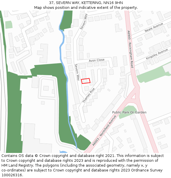 37, SEVERN WAY, KETTERING, NN16 9HN: Location map and indicative extent of plot