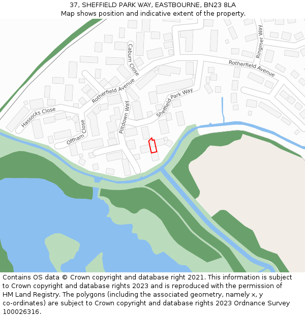 37, SHEFFIELD PARK WAY, EASTBOURNE, BN23 8LA: Location map and indicative extent of plot