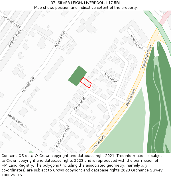 37, SILVER LEIGH, LIVERPOOL, L17 5BL: Location map and indicative extent of plot