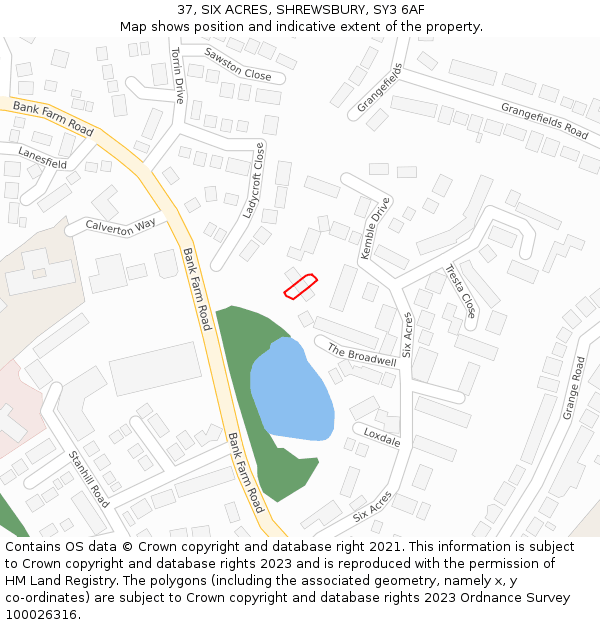 37, SIX ACRES, SHREWSBURY, SY3 6AF: Location map and indicative extent of plot