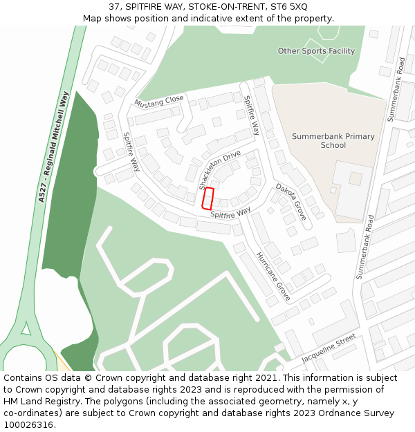 37, SPITFIRE WAY, STOKE-ON-TRENT, ST6 5XQ: Location map and indicative extent of plot