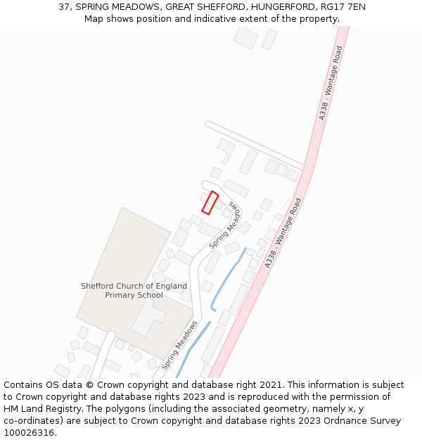 37, SPRING MEADOWS, GREAT SHEFFORD, HUNGERFORD, RG17 7EN: Location map and indicative extent of plot